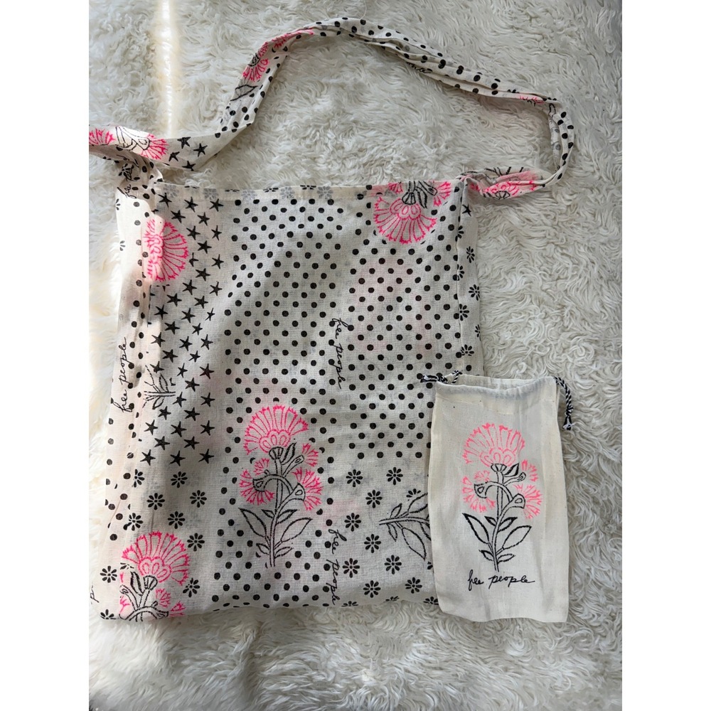 Free People Bag & Sunglass Cream Pink Floral Polka Dot Lightweight
